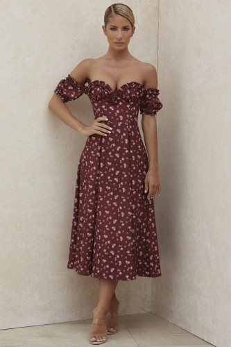 Spagetti Straps Vintage Floral Print Dress