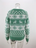 Christmas Print Pullover Sweater Knitted Top for Women