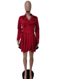 Contrast Peplum Coat and Shorts Two Piece Set