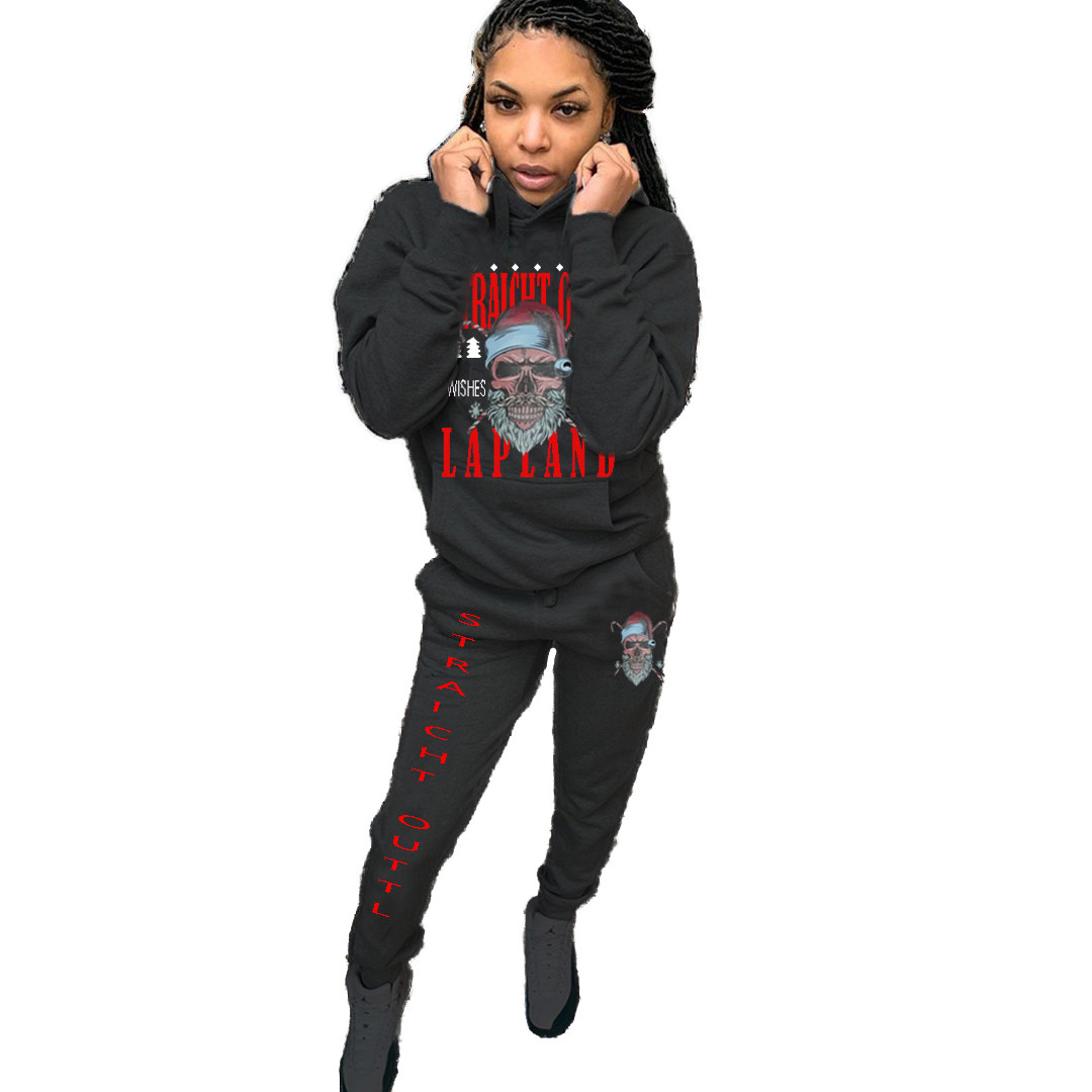 Graphic Black Sweatsuit with Hood On Sale For US$ 9.67 - www.lover-pretty.com