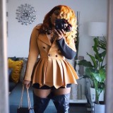 Contrast Peplum Coat and Shorts Two Piece Set