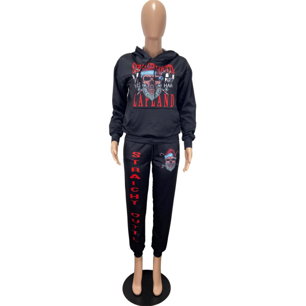 Graphic Black Sweatsuit with Hood On Sale For US$ 9.67 - www.lover-pretty.com