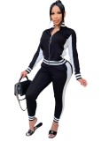Trendy Contrast Fitted Zipper Tracksuit