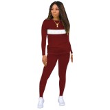 Contrast Panel Leisure Top and Pants Set