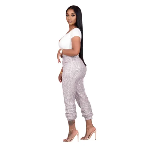 Sequin Casual High Waist Pants