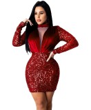 Sexy Sequin Patchwork Bodycon Party Dress