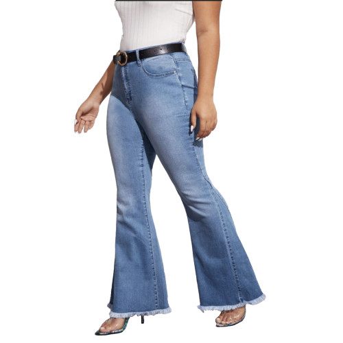 Plus Size High Waist Regular Bell Bottom Jeans