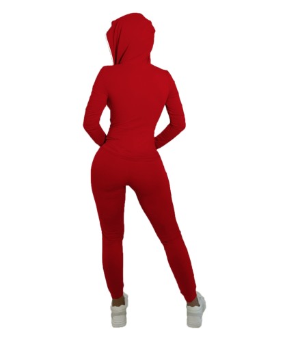 Fashion Pure Solid Fitted Hooded Sweatsuits
