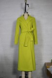 Winter Fashion Green Belted Long Coat