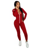 Fashion Pure Solid Fitted Hooded Sweatsuits
