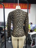 Elegant Leopard Print Cowl Neck Sexy Basic Blouse