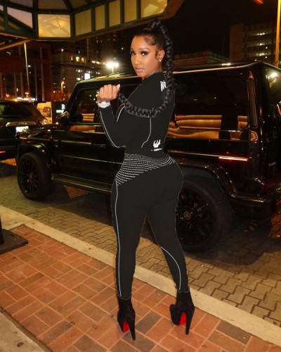 Fashion Fitness Letter Print Top and Legging Set