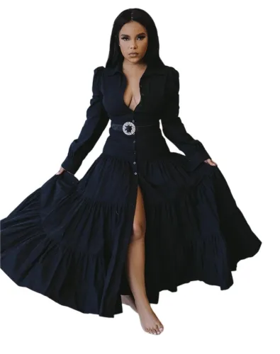Black Fit-and-Flare Maxi Dress