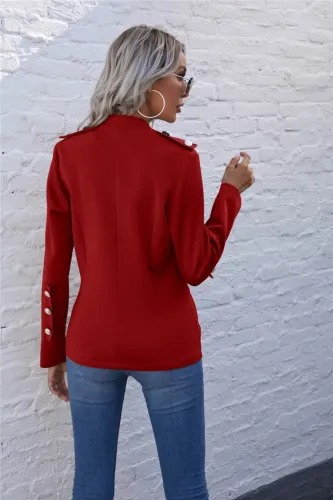 Trendy Plain Color Button Up Vintage Jacket
