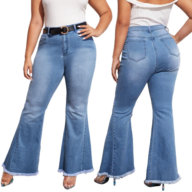 Plus Size High Waist Regular Bell Bottom Jeans
