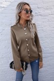 Trendy Plain Color Button Up Vintage Jacket