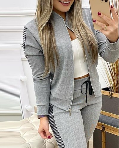 Casual Top and Pants Zipper Sweatsuit
