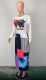 Fashion Colorful Print Maxi Curvy Dress