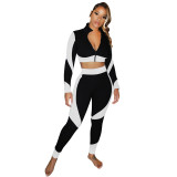 Fitness Tight Contrast Two Piece Pants Set