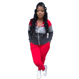 Color Block Zip Up Hooded Tracksuit