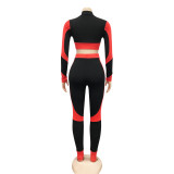 Fitness Tight Contrast Two Piece Pants Set