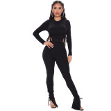 Matching Two Piece Drawstrings Crop Top and Pants Set