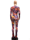 Sexy Tie Dye Cutout Bodycon Jumpsuit