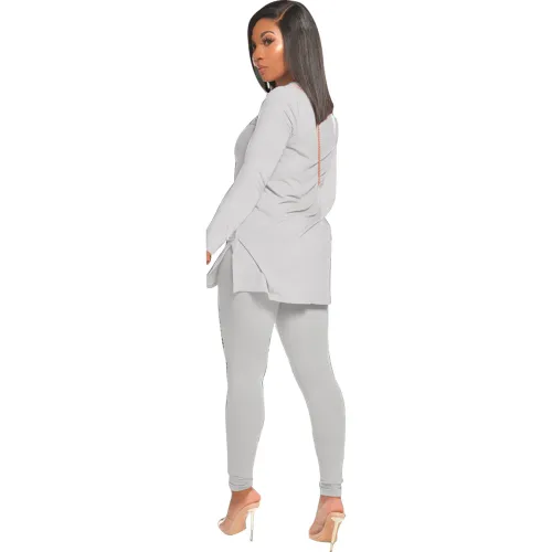 Matching Two Piece Casual Solid Tie Side Top and Ruched Pants Set