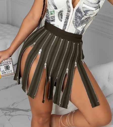 Stylish High Waist Zippers Short Skirt