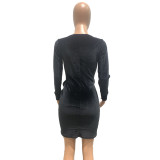 Black Hollow-Out Sides Bodycon Dress
