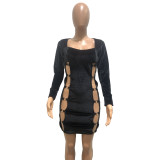 Black Hollow-Out Sides Bodycon Dress