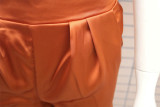 Pure Color High Waist Casual Strings Ruched Pants