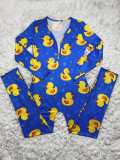 Duckling Print Lounge Onesie Pajamas Jumpsuit