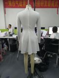 White Turtleneck Long Sleeve Zipper Skater Dress