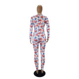 Cartoon Print Lounge Onesie Pajamas Jumpsuit