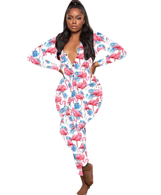 Cartoon Print Lounge Onesie Pajamas Jumpsuit