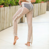 Hollow Out Crochet Loose Straight Fringe Beach Pants