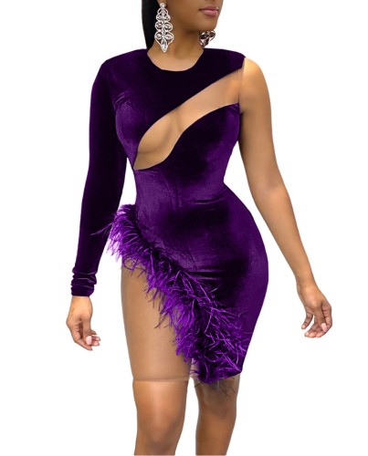 Sexy Splicing Velvet Club Dress