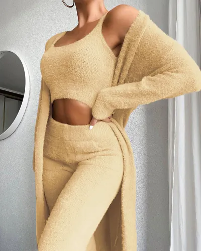 Sexy 3PCS Cardigan Coat and Pants Set