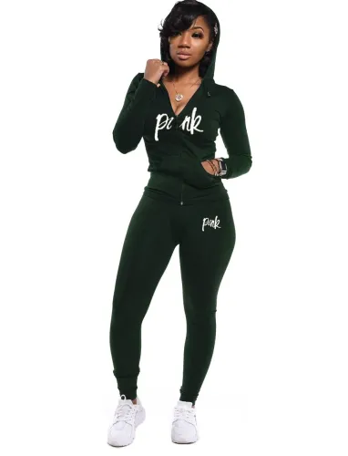 Autumn Letter Print Tight Hoody Tracksuit