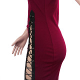 Sexy Lace Up Cami Midi Dress