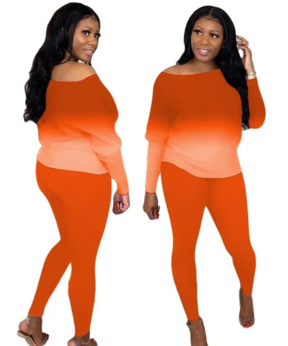 Gradient Casual Top and Pants Set