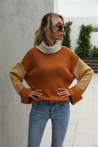 Turtleneck Contrast Loose Sweater