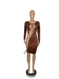 Lace Up Ribbed Sexy Mini Dress