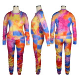 Tie Dye Yellow Ruched Sweatsuit