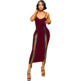 Sexy Lace Up Cami Midi Dress