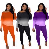 Gradient Casual Top and Pants Set