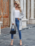 Loose Solid Long Pocketed Sweater Cardigans