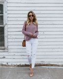 Sexy Twist V Neck Bat Sleeve Pullover Sweater