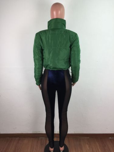 Plian Color Padded Zipper Short Jacket
